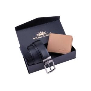 Wildleather Men's Reversible Textured Belt & Leather Bifold Wallet Gift Box Set (CMB110-101)