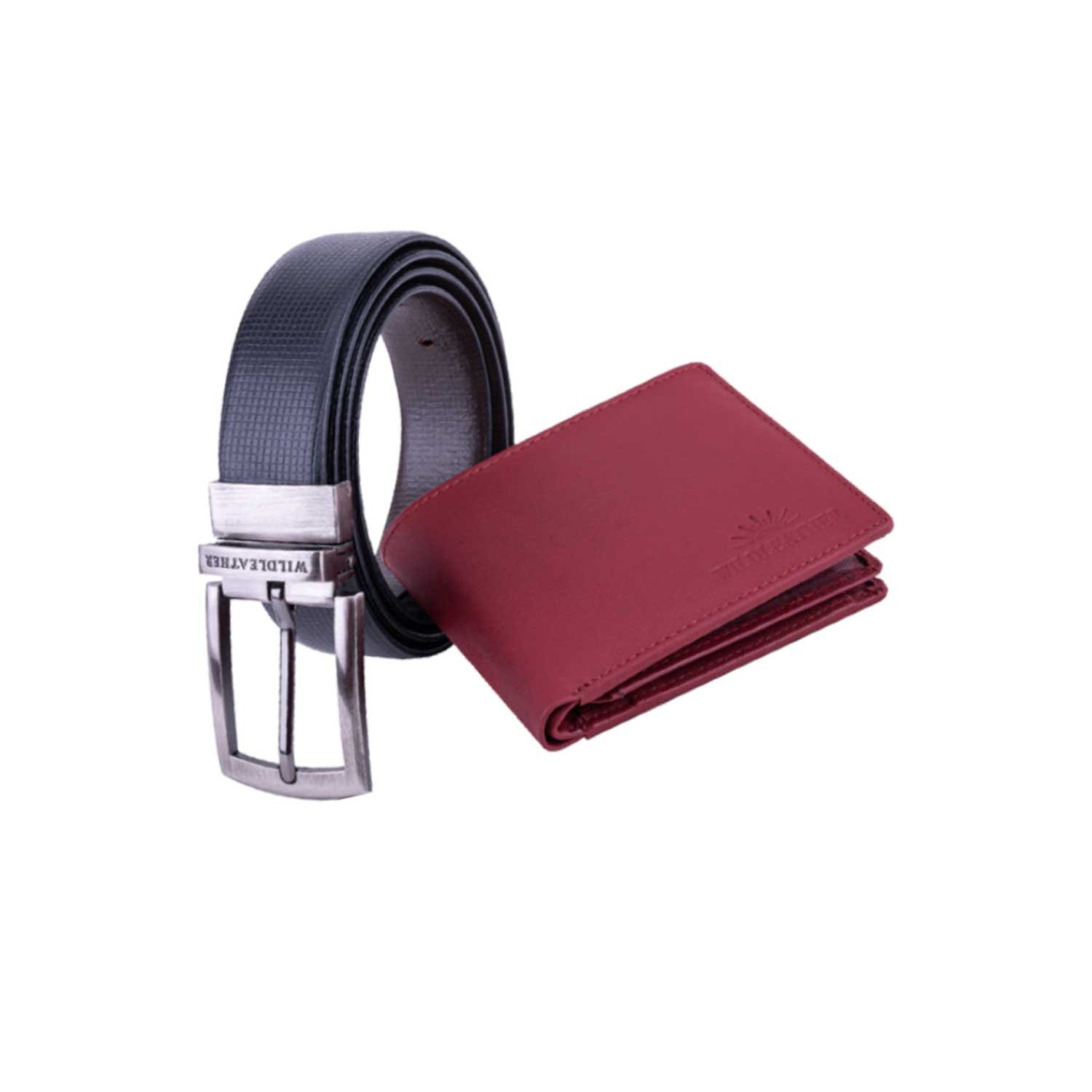 Wildleather Men's Reversible Textured Belt & Leather Bifold Wallet Gift Box Set (CMB110-101) - Image 2