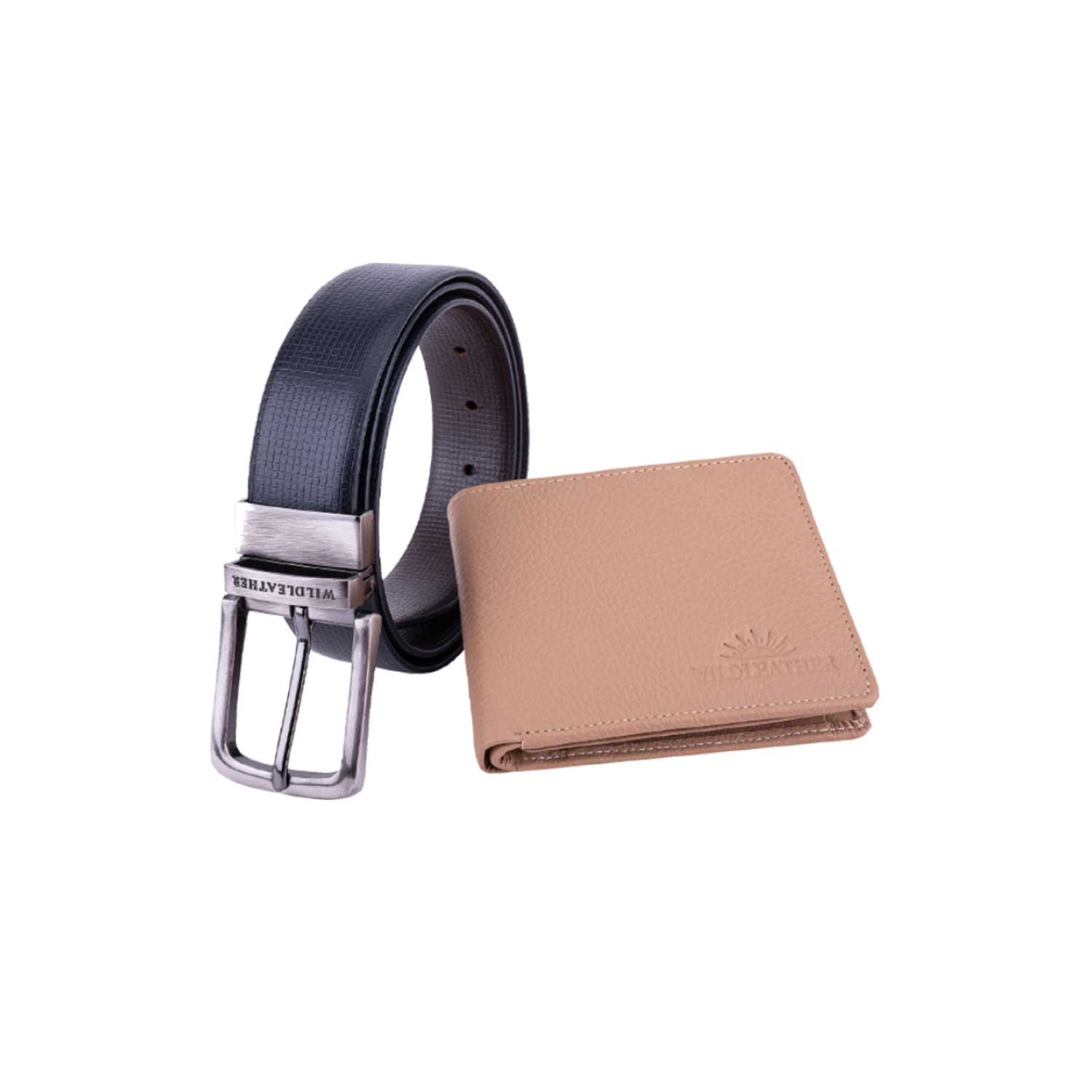 Wildleather Men's Reversible Textured Belt & Leather Bifold Wallet Gift Box Set (CMB110-101) - Image 3