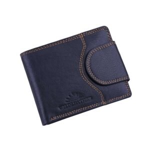 Wildleather Men's Genuine Leather Bifold Wallet with Button Closure Flap & Zipper Pocket (GWL105-095)