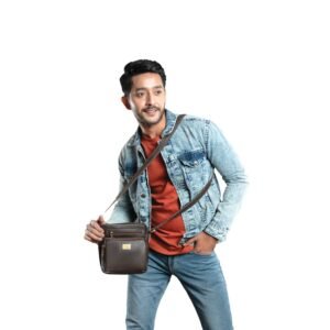 Wildleather Men's Leather Crossbody Bag – Compact Multi-Zipper Travel Side Bag (GSG114-101)