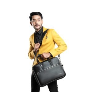 Wildleather Men's Multi-Compartment Leather Office Bag – Classic Pebble-Grain Laptop Briefcase (OFL115-823)