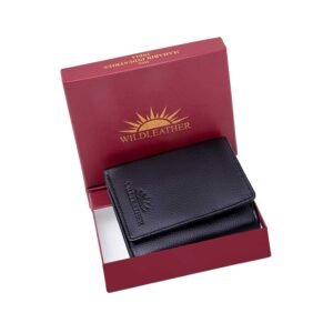 Title: Wildleather Men's Genuine Leather Trifold / Flap Wallet with Gift Box (Model GWL101-210)
