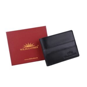 Wildleather Men's Genuine Leather Horizontal Bifold Wallet with Stitched Stripe Detail & Coin Pocket (GWL101-655)
