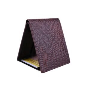 Wildleather Men's Crocodile-Embossed Genuine Leather Bifold Wallet with Coin Pocket (GWL105-099)