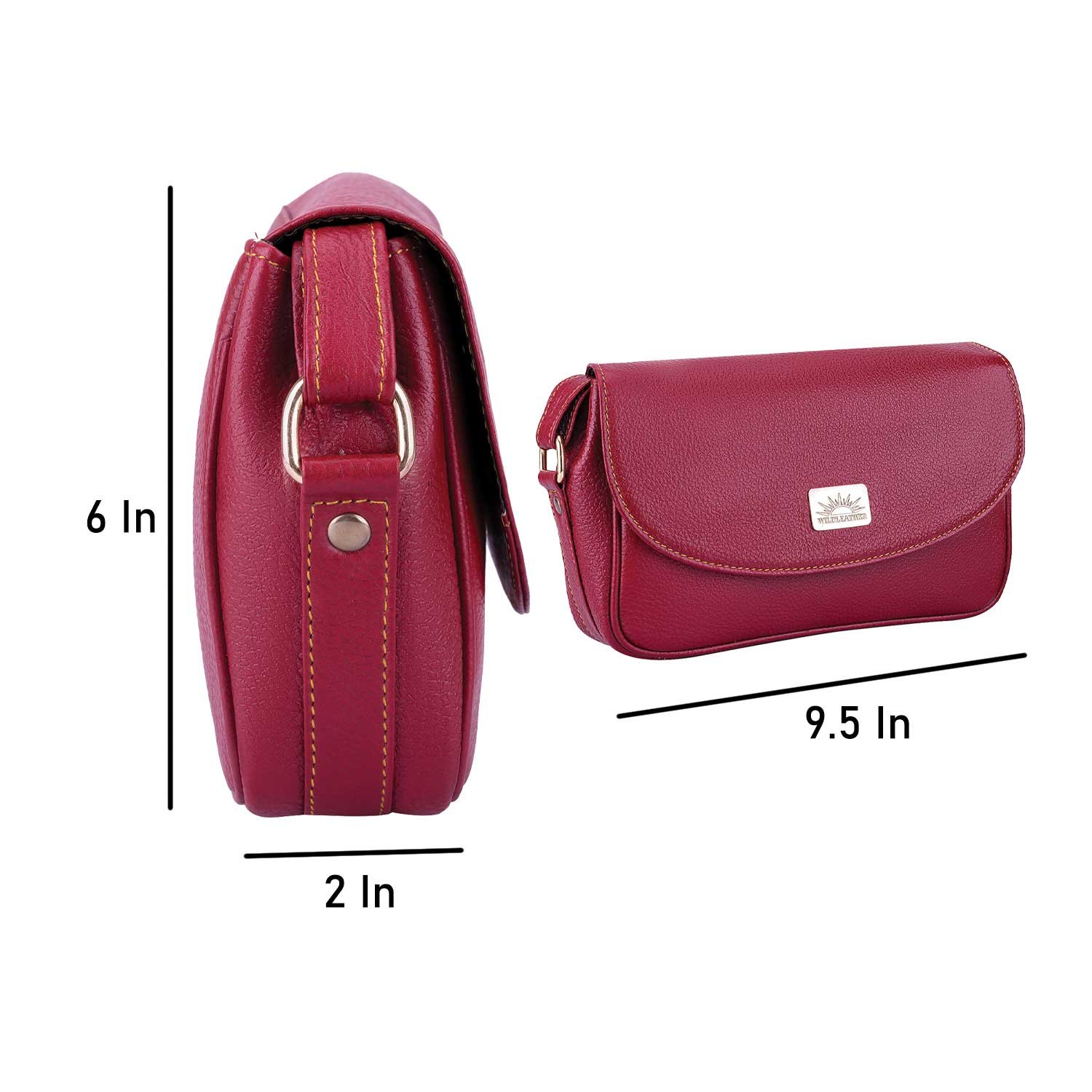 WILDLEATHER Women's Genuine Leather Sling Bag – Flap Over Crossbody Purse with Adjustable Shoulder Strap & Multi-Pocket Compartments (LSG 115-2034) - Image 5