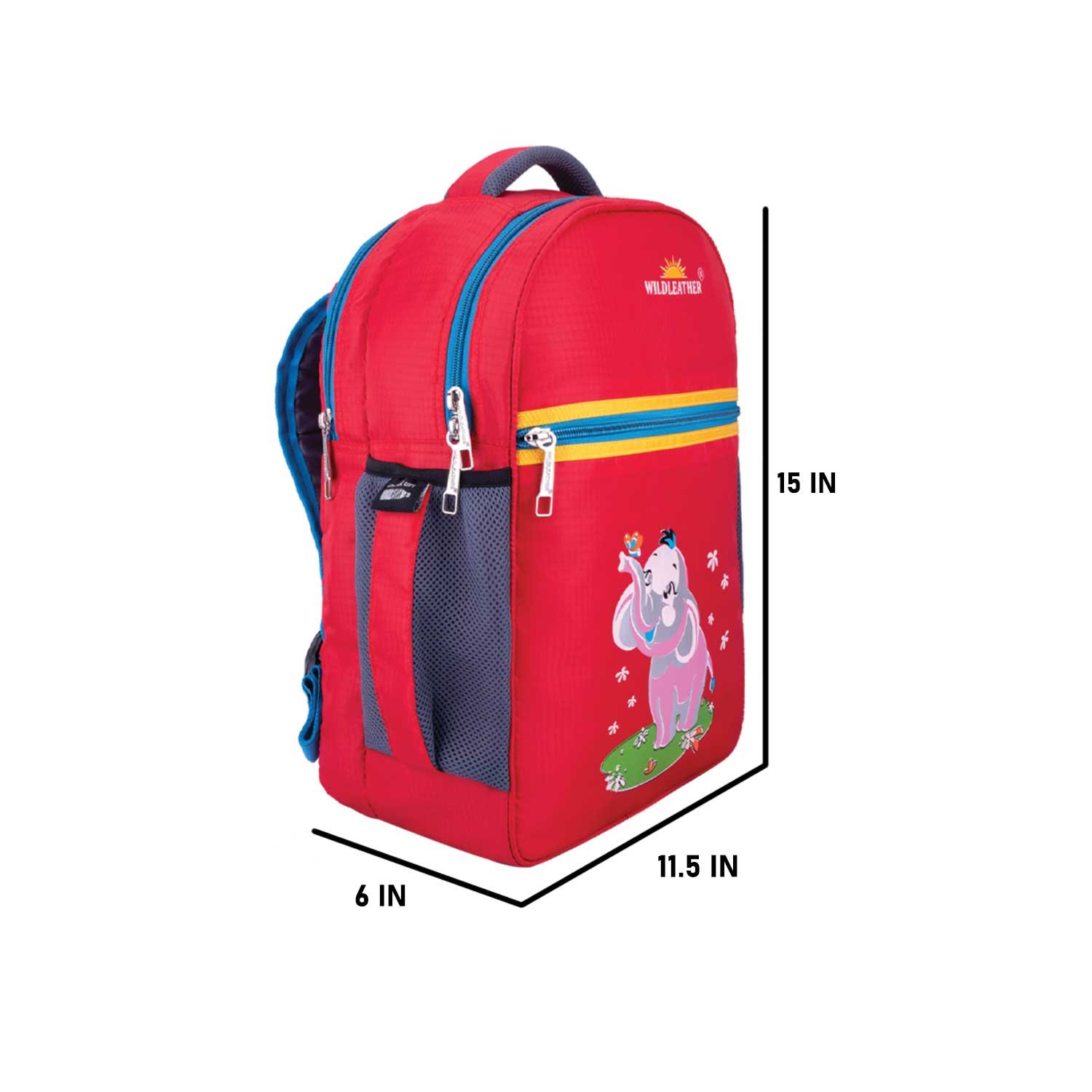 Wildleather WL105LW011 Cute Elephant Print Kids School Bag & Backpack (15-Inch) - Image 3
