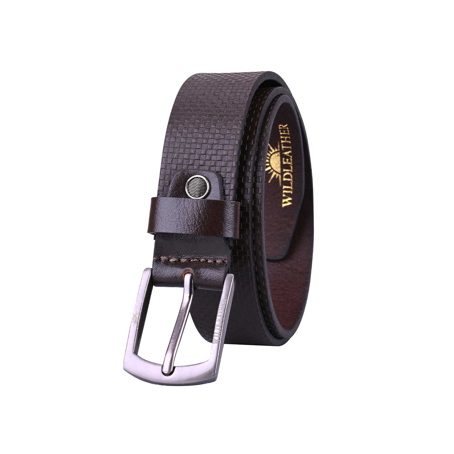 Wildleather Men's Textured Leather Belt – Black & Dark Brown Boxed Casual & Formal Belt (GBT222- SB) - Image 5