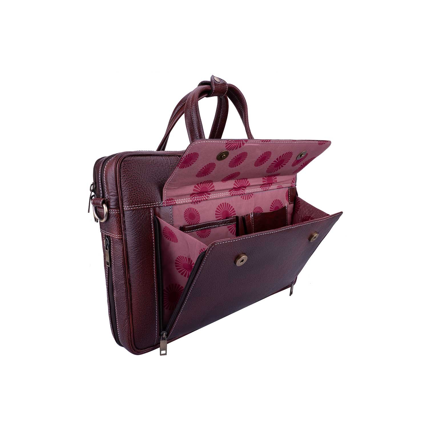 Wildleather Men's Leather Executive Briefcase – Multi-Compartment Laptop Messenger Bag (OFL107-205) - Image 5